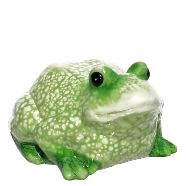 Keramik Frosch groß grün-weiss