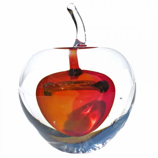 Glasobjekt Apfel klein rot-orange