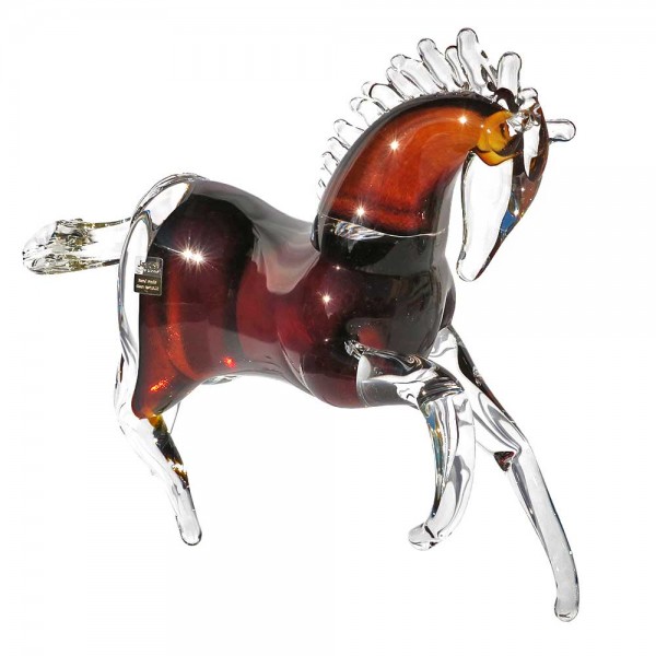 Pferd braun galoppierend | Glasfigur
